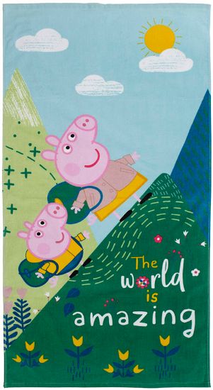 Peppa på fjelltur håndkle 70x140 grønn