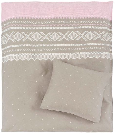 Marius flanellsengesett 80x100 beige/rosa