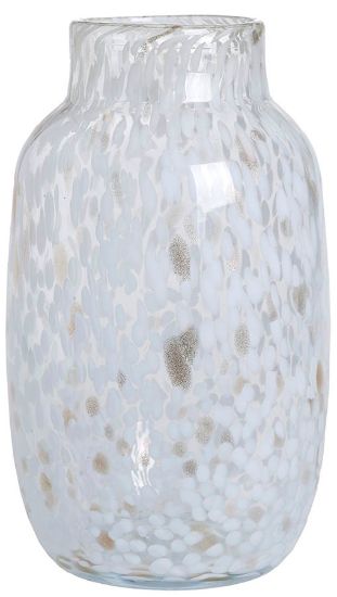 Nova vase 25 cm hvit/gull