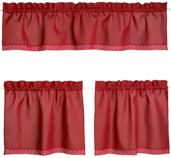 Lissen cafegardin 200x45 rød