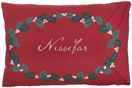 Nissefar putevar 50x70 mørk rød