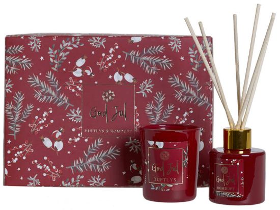 Elle gavesett romduft & duftlys rød