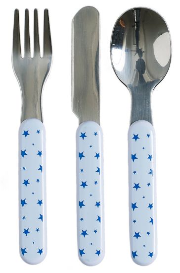 Mandus 3-delt bestikksett blå