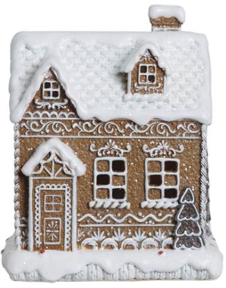 Ginger pepperkakehus med LED-lys 16 cm