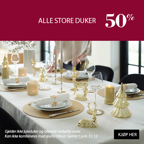 Alle store duker 50%