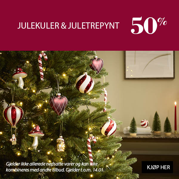 Alle julekuler & juletrepynt 50%