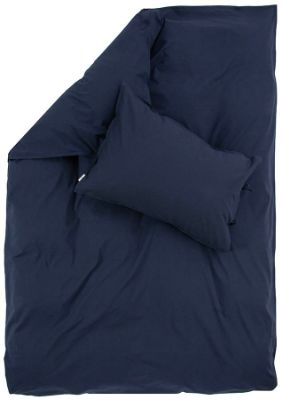 Plain cotton bomullsengesett mørk blå