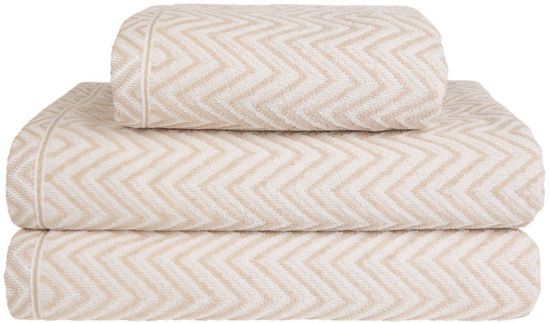 Bilde av Marna hamp zigzag håndkle beige