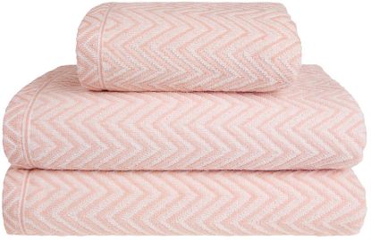 Bilde av Marna hamp zigzag håndkle lys rosa