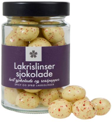 Lakrislinser m/sjokolade & rosepepper